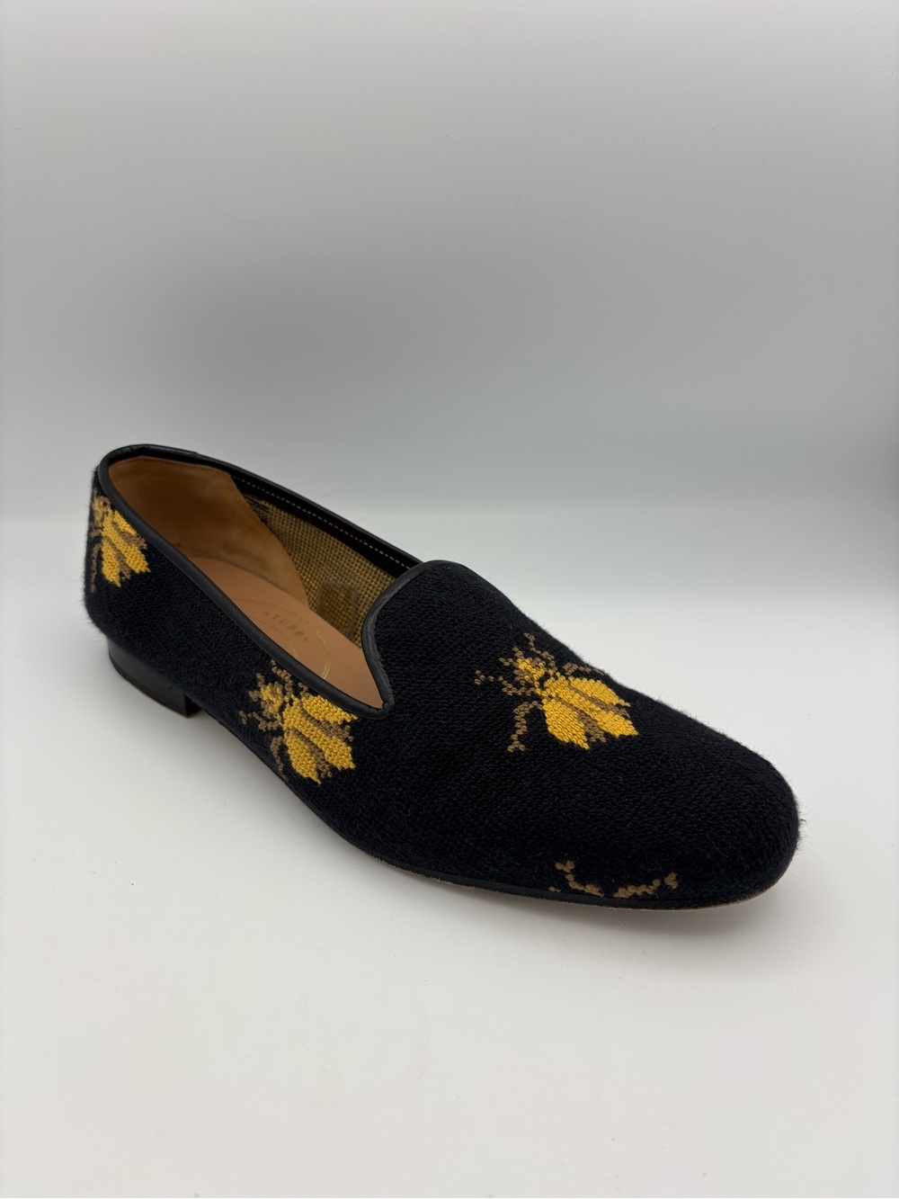 Stubbs & Wotton Classic Bee Black Needlepoint Slipper (Women)